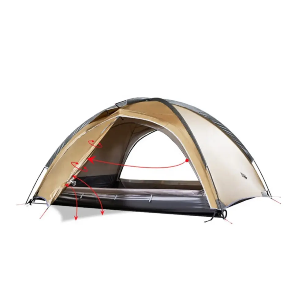 2 인 야외 여행 캠핑 선크림 비 방지 트레킹 초경량 나일론 코팅 실리콘 전문 캠핑 텐트