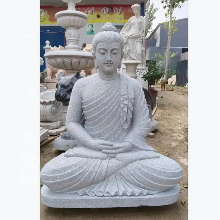 hand carved granite standing buddha statues