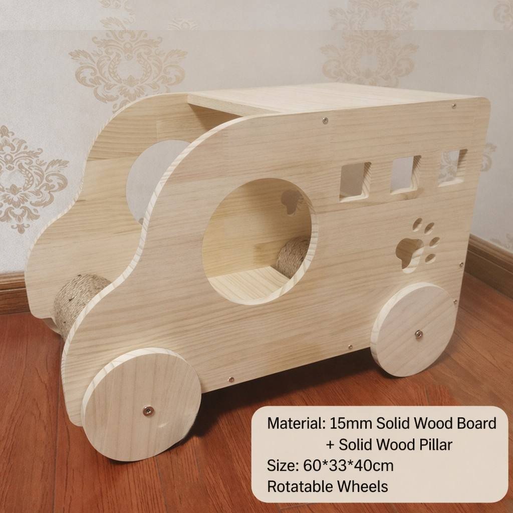 Modello di letto per gatti (tavola in legno massello da 15 mm + pilastro in legno massello)