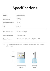 CF-WU816N อะแดปเตอร์ไร้สาย USB2.0 V2 2.4G ฟรีไดรฟ์รับ dongle 150Mbps การ์ดเครือข่ายสำหรับแล็ปท็อป MiniPc คอมพิวเตอร์ tvbox - Product Image 6