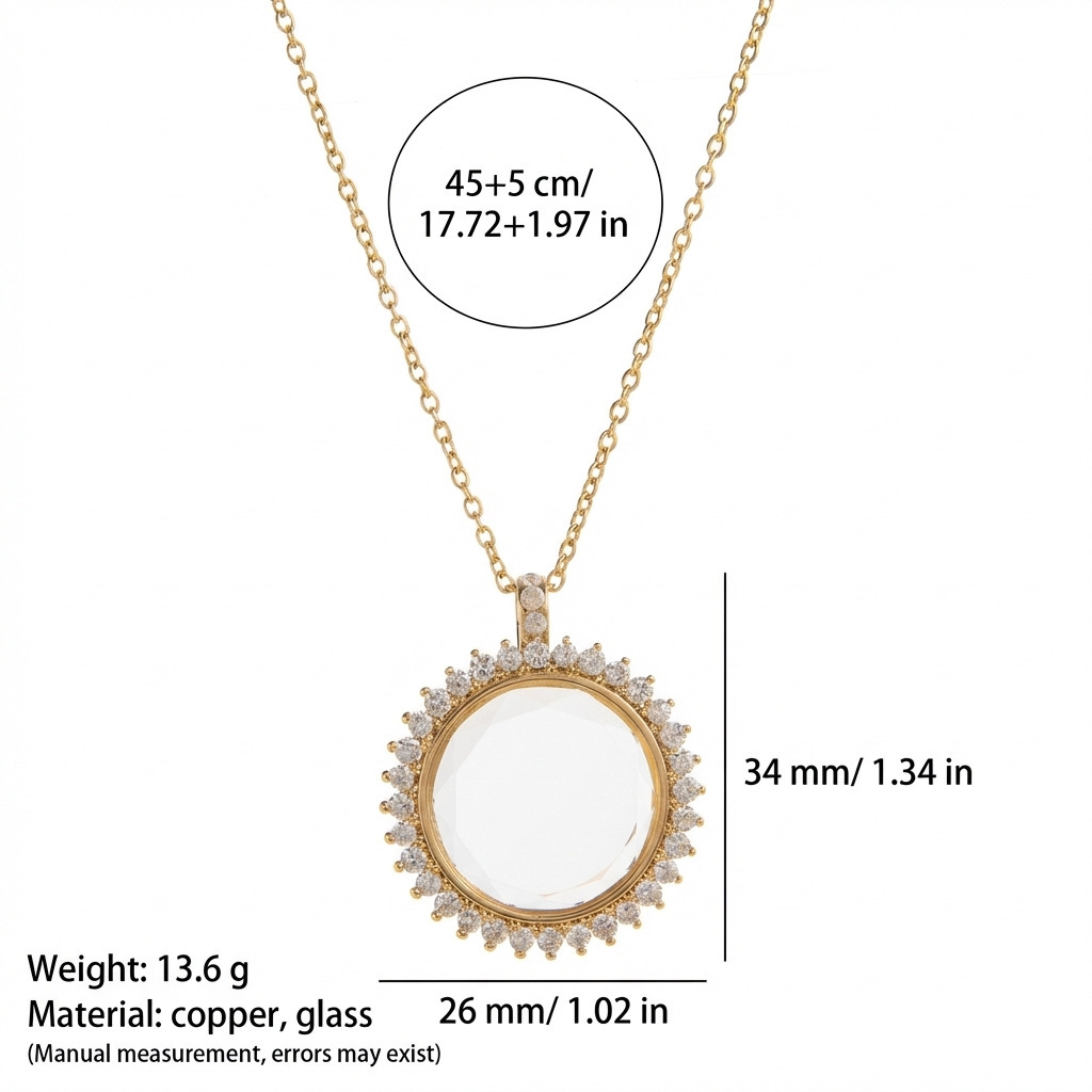 Collana con ciondolo a forma di scatola fotografica trasparente