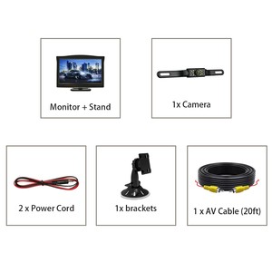 IPoster 5'' TFT-<strong>LCD</strong> <strong>Display</strong> Car Rear View Backup Camera Waterproof Night Vision 9LED License Plate Camera for Car,SUV - Product Image 6