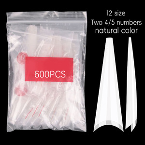 Fabrika doğrudan 2XL sivri tırnak ipuçları uzun şeffaf ABS yanlış çivi yarım kapak Stiletto fransız yapay tırnak tırnak için - Product Image 3