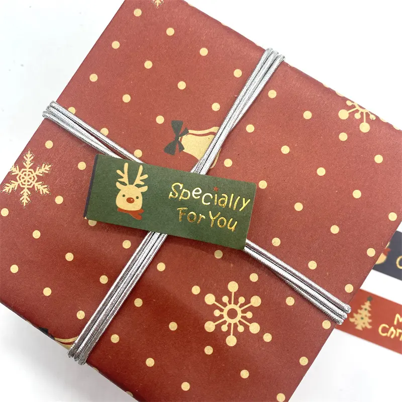 100 piezas por paquete, venta al por mayor, diseño personalizado, lindas pegatinas decorativas de Navidad de dibujos animados para manualidades