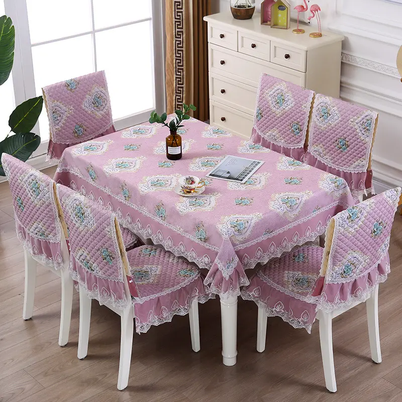 Vestidos jacquard bordados de renda, decoração de casamento, mesa de jacquard e cadeira, capas para mesas e cadeiras