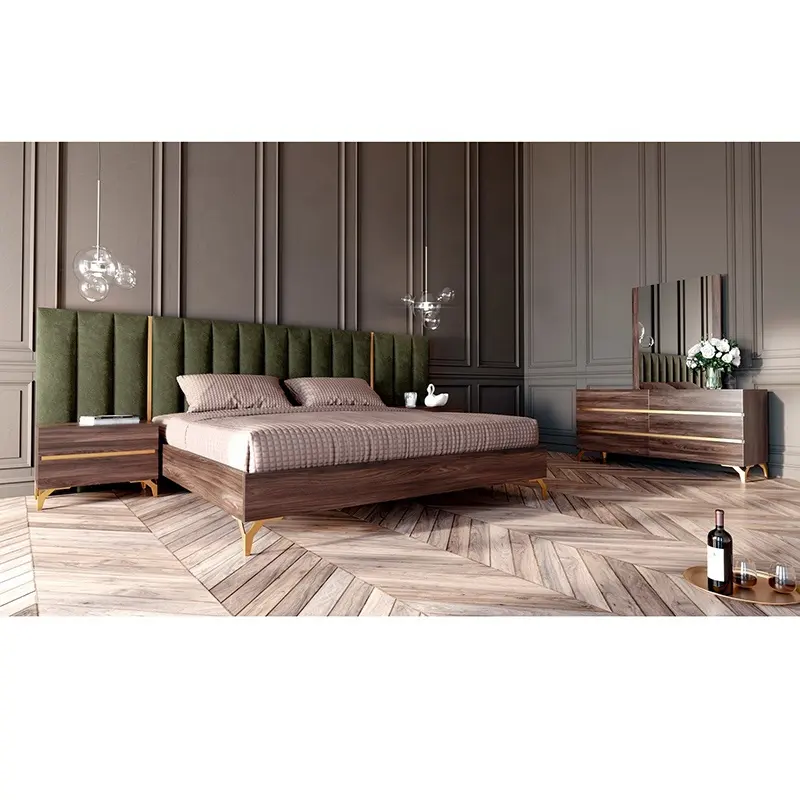 NOVA 20EAA049 moderno muebles para habitación de madera elegante marrón oscuro rey dormitorio trajes de dormitorio de melamina de conjuntos