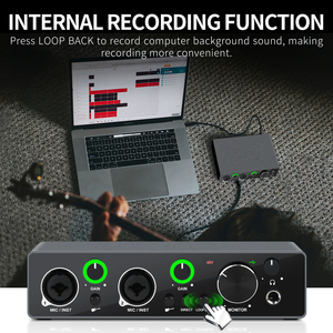Tarjeta de sonido GPUB AC2 Interfaz de audio USB Interfaz XLR Equipo de grabación de estudio Uc 22 Tarjeta de sonido 20 Hz a 20 Khz Externo - Product Image 4