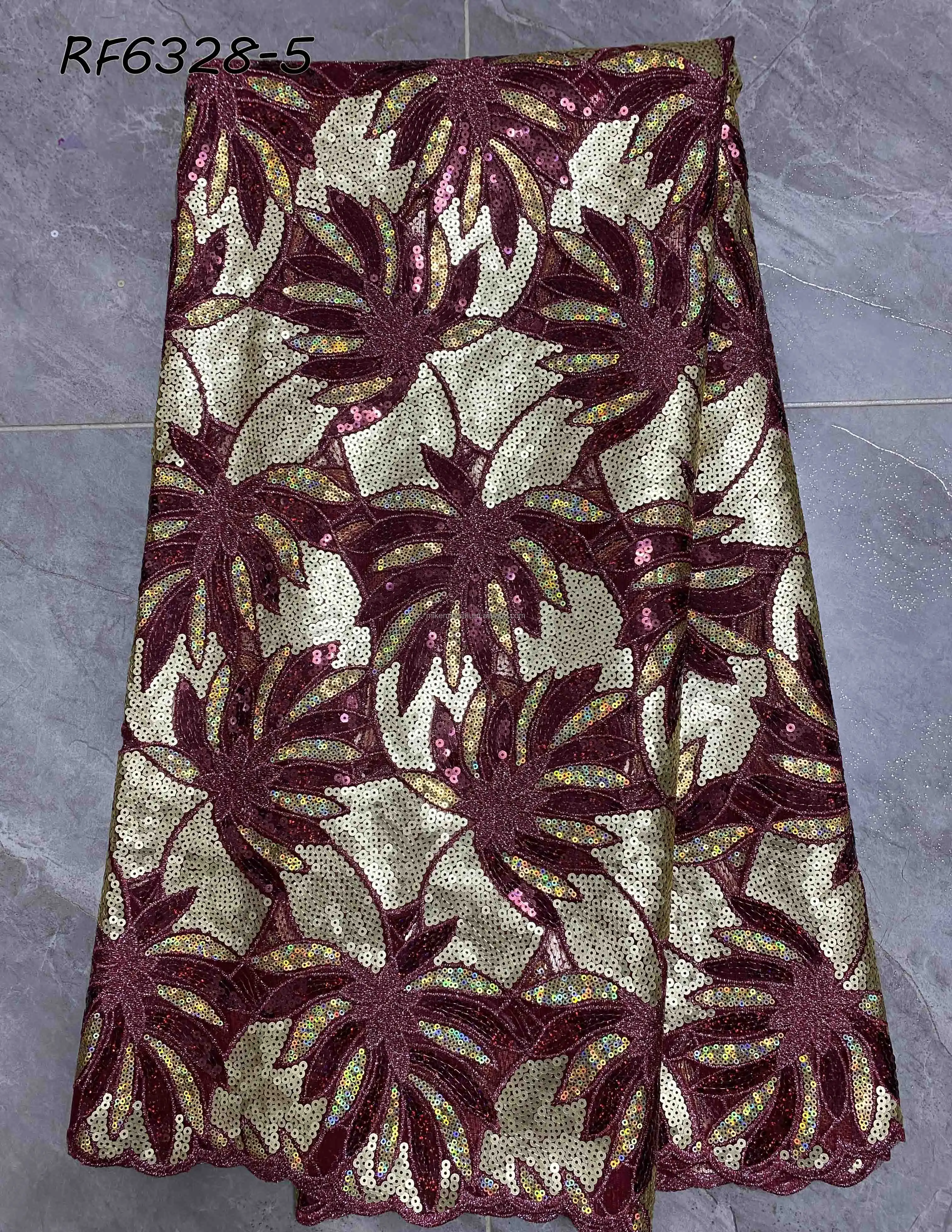 Tela de tul de malla francesa africana, tejido bordado con lentejuelas, varios colores, ropa informal, costura, 5 yardas, novedad