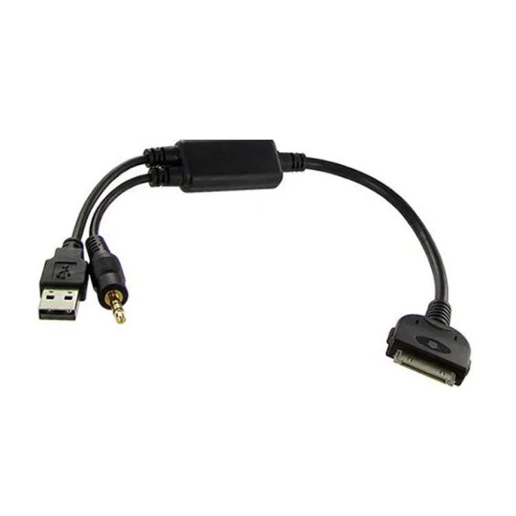 Car AUX Charging Cable for BMW Mini Universal USB 3.5mm Jack Audio Adapter Compatible with 30pin i4 Pod for Selected Models