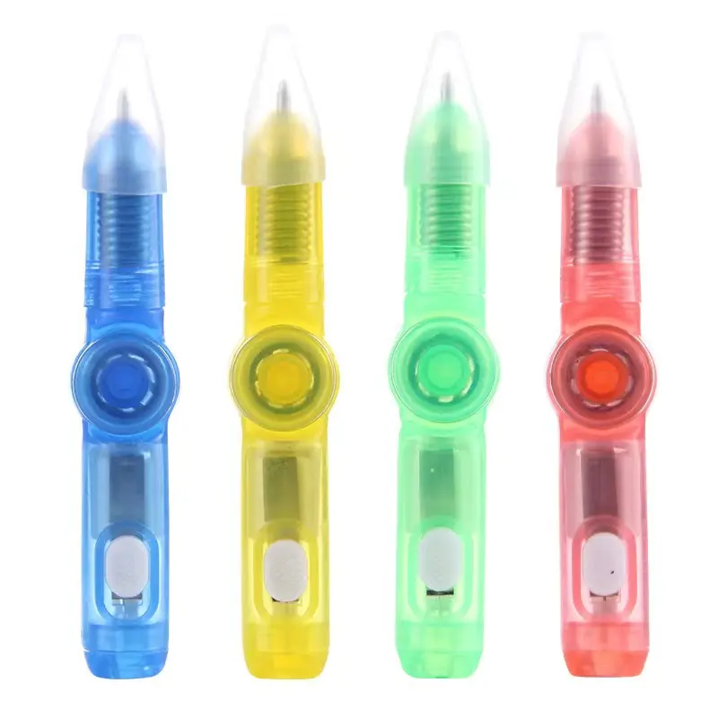 Fingertip Gyro Ball-point Pen Kid Relief Pressure Gifts 3 in 1 Light Custom Pen Logo Flashlight Spinning Leds Pen Ball