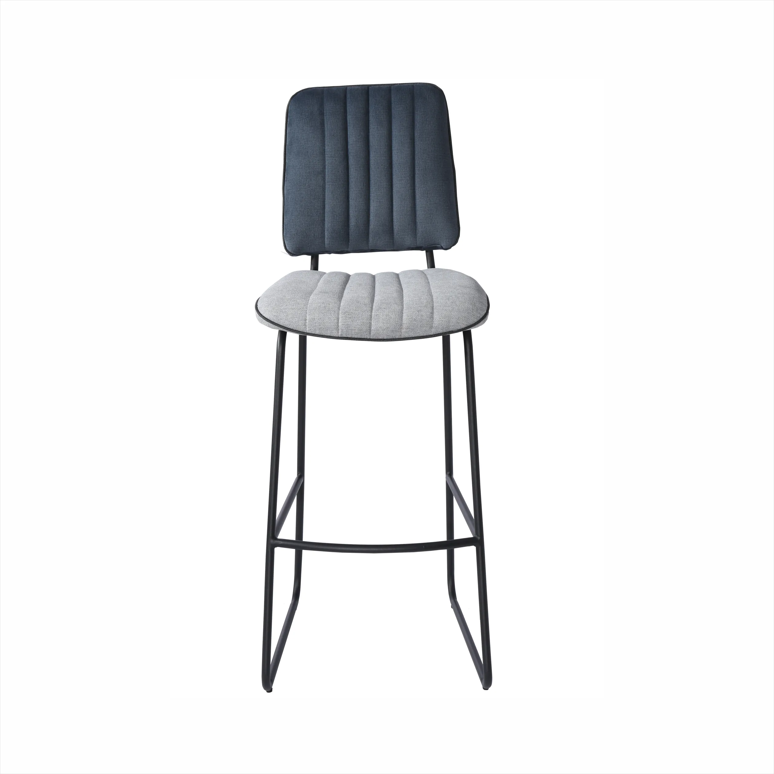 Restaurant grey Velvet Fabric Upholstered High Chair Gold Base Modern Barstool