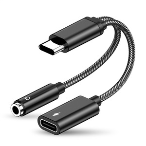 PD 60w快速充电端口类型C至Aux加密狗电缆USB C耳机插孔适配器充电器2合1 USB C至3.5毫米音频适配器 - Product Image 1