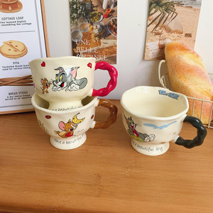 授权正品猫鼠复古陶瓷茶杯和茶碟手工咖啡杯和女孩纸箱水杯批发