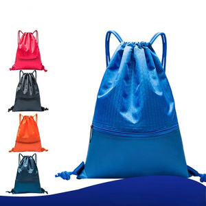 Custom Logo Promotional <strong>Nylon</strong> Carry Drawstring Backpack Gym Bag Waterproof Plain Polyester Shopping Sports Bag <strong>with</strong> Logo - Product Image 2