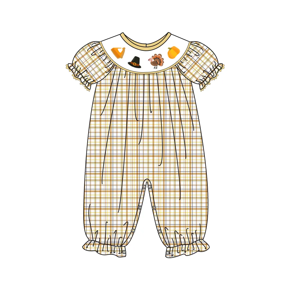Neuzugang niedliche Thanksgiving Kleinkind Baby Strampler Neugeborenes Baby Türkei Stickerei Kinderkleidung