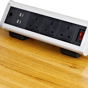 PDU eléctrico montado en la mesa con enchufes Reino Unido de 3 vías/zócalo triangular multifunción de mesa con rj45 y usb - Product Image 1