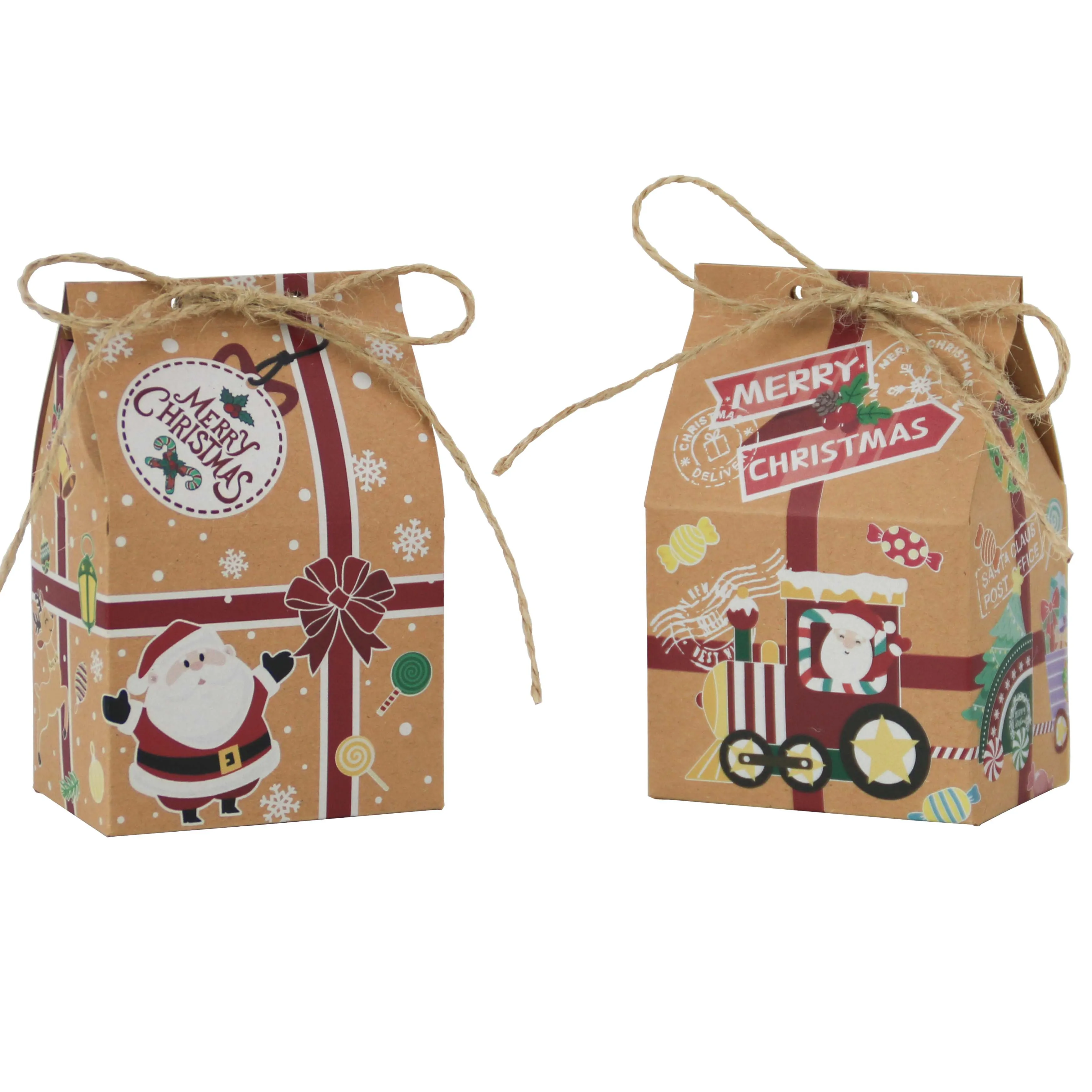 Cajas de regalo de papel casa con cordel caja de paquete de papel caramelo Chocolate regalo envoltura de embalaje para suministros de fiesta de Navidad