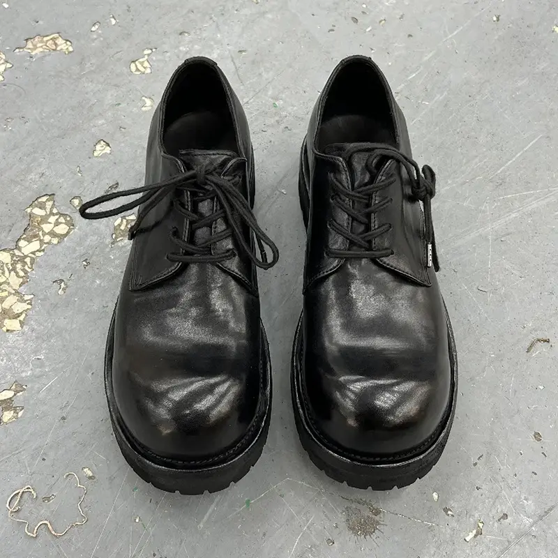 Xinzirain biểu tượng tùy chỉnh horsehide da ăn mặc giày chống trơn Oxfords Toe Lug duy nhất Giày lười Derby Loafer Giày mùa đông mùa xuân