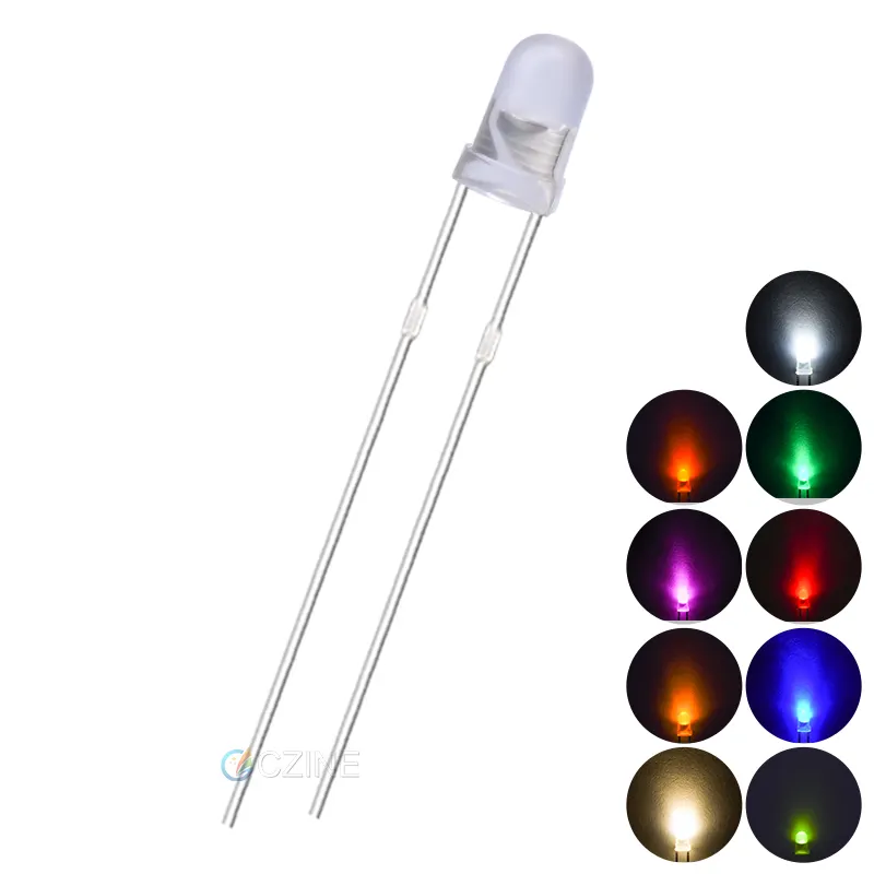 Round Head 3mm Diffused Red White Blue Green Diode Dip Led 3mm High Bright Light Emitting 3mm Led Foggy