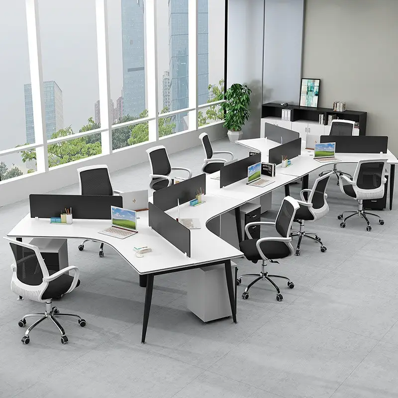 Mobiliário de escritório moderno personalizado, estação de trabalho de 4 6 8 pessoas