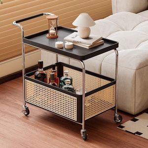 Gỗ CuộN Bàn cà phê Bàn cà phê với giỏ bên dưới bàn cà phê hiện đại Bàn cà phê với bánh xe tiết kiệm không gian - Product Image 5