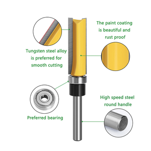 1/4 inç Shank gömme Trim yönlendirici Bit desen Bit üst alt rulman 3/4 "bıçak şablon ahşap freze kesici - Product Image 3