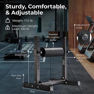 Wellshowスプリットスクワットスタンド安定した軽量シングルレッグスクワットスタンド7つの調整可能なローラーの高さ延長のための快適なパディング - Product Image 5