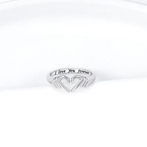 925スターリングシルバーILove You Forever GestureRINGロマンチックハンズラブシェイプリング