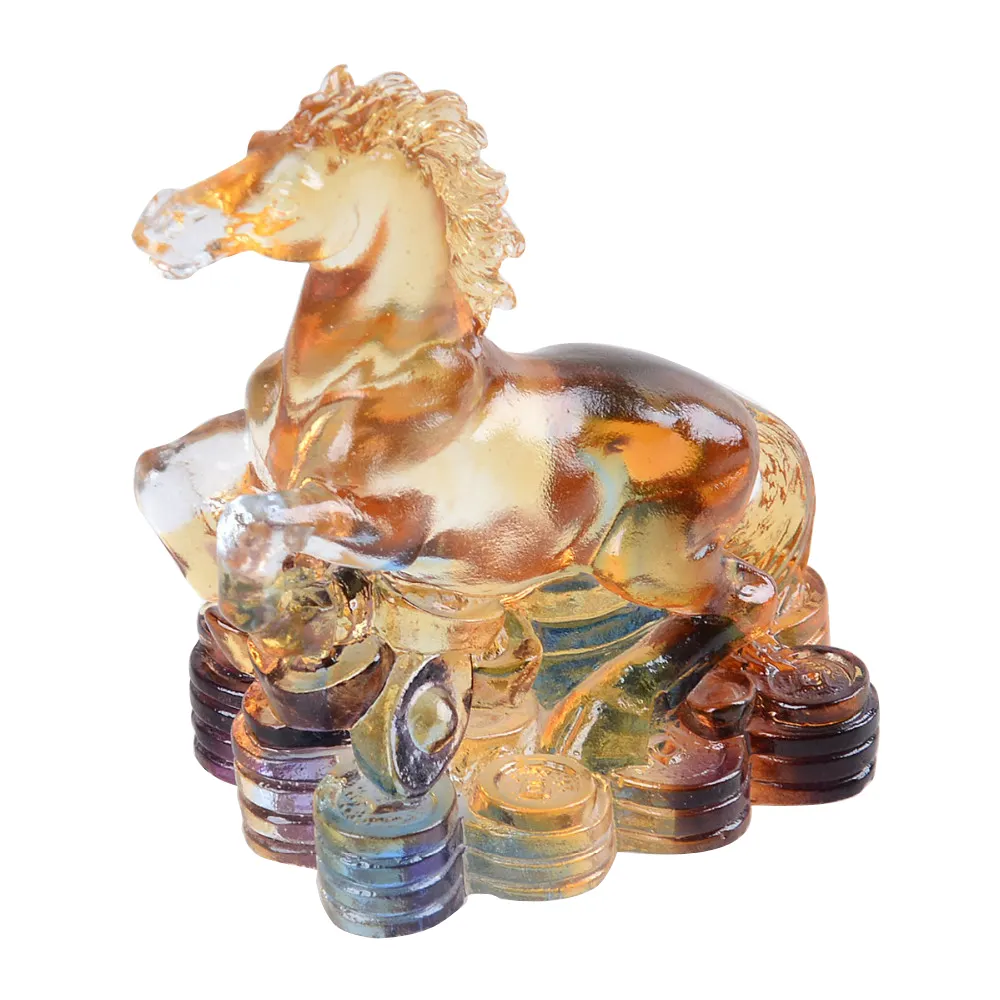 Liuli 12 animal chino signos del zodiaco de estatuilla de caballo pisapapeles hermosa coleccionables regalos