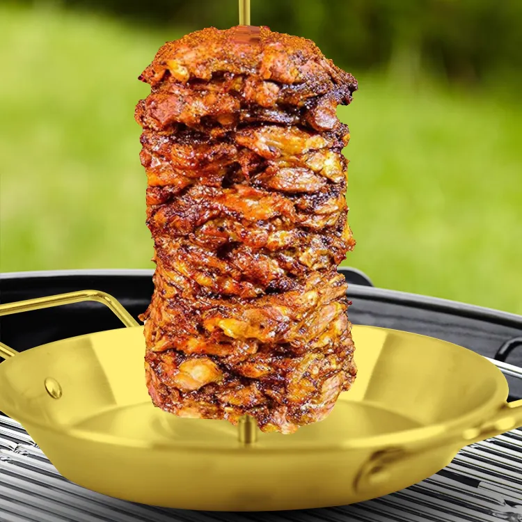 Al Pastor Skewer for Grill  BBQ Vertical Stand Skewer Tacos Barbecue Hack Vertical Spit with Base Pan