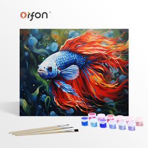 Orfon dropshipping sơn bằng số Kit cho người mới bắt đầu tự làm, Bán Buôn Acrylic sơn các sôi động khiêu vũ của một <span class=keywords><strong>Betta</strong></span> cá - Product Image 1