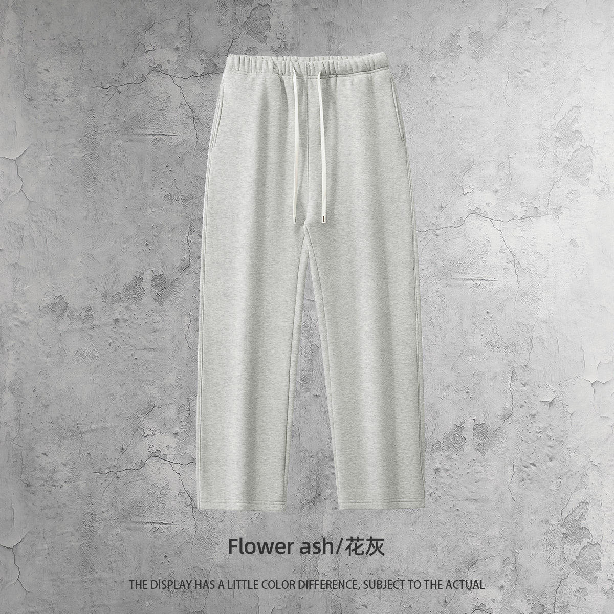 กางเกงขาตรงสีสันสดใส-ดอกไม้สีเทา