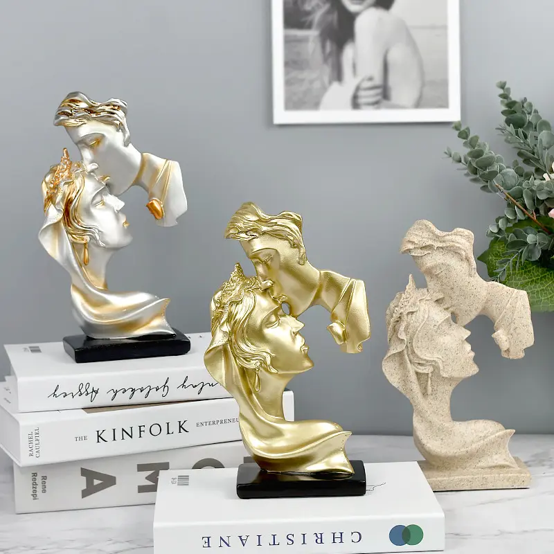 Beso creativo pareja personaje estatua resina artesanía adornos hogar sala de estar decoración regalo muebles