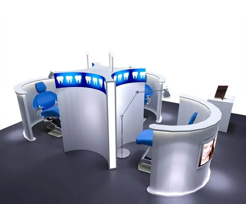 White Unique Design Shopping Mall Teeth Whitening Kiosk with Egg Chairs For Sale