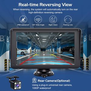 7英寸便携式汽车收音机无线CarPlay屏幕安卓汽车带遮阳触摸屏倒车摄像头全球定位系统导航自动广播 - Product Image 5