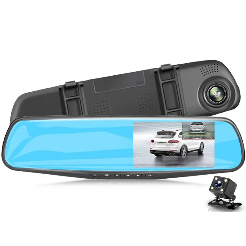 पूर्ण HD 1080P कार Dvr कैमरा ऑटो 4.3 इंच रियरव्यू मिरर पानी का छींटा डिजिटल वीडियो रिकॉर्डर