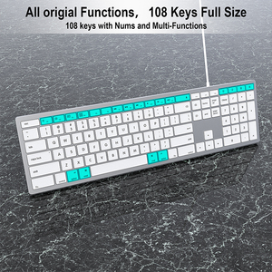 Teclado Qwerty silencioso ultrafino de 110 teclas, teclado silencioso delgado con cable para ordenador de oficina para PC, teclado portátil para Mac