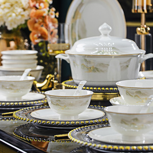 Jingdezhen nhiệt độ cao xương Trung Quốc Bộ đồ ăn đặt bán buôn Internet món ăn màu đỏ cho hộ gia đình đám cưới tân gia Quà Tặng - Product Image 3