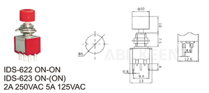 6mm 2A 250V DPDT DPDT 6 Pin molla di ritorno ON-(ON) interruttore a pulsante con interruttore a levetta momentanea di Reset colorato - Product Image 6