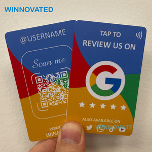Tarjeta NFC DE REVISIÓN DE Google Digital de plástico de 13,56 MHz con código QR - Product Image 1