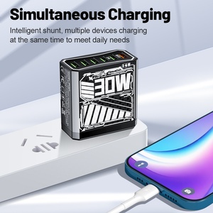 30W標準6-in-1 QC3.0高速充電携帯電話充電器マルチポートEU/米国/英国プラグトラベル充電器0.5A入力20A出力 - Product Image 3