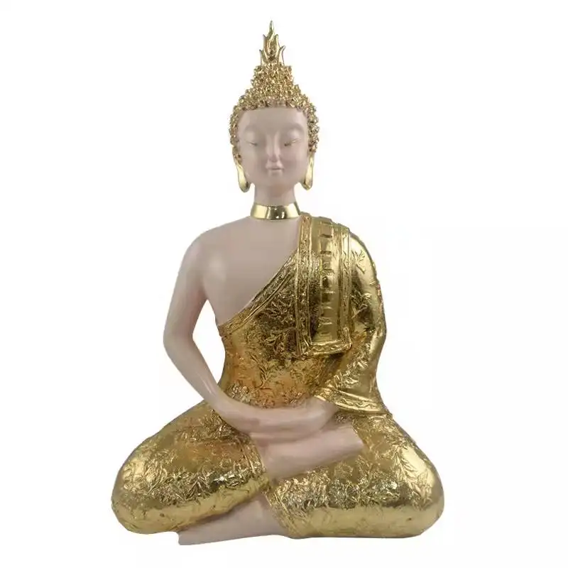 Cina all'ingrosso resina artigianato statue ufficio decorazione della casa statue sculture dorate stile sud-est asiatico buddha tailandese