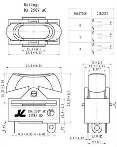 RS-120 Kcd1 Thông Minh Rocker Chuyển 10-16a250v Cqc Tuv Đôi On-Off-On Ném Chuyển Đổi Với Màu Đỏ Hệ Thống Dây Điện Sơ Đồ - Product Image 4