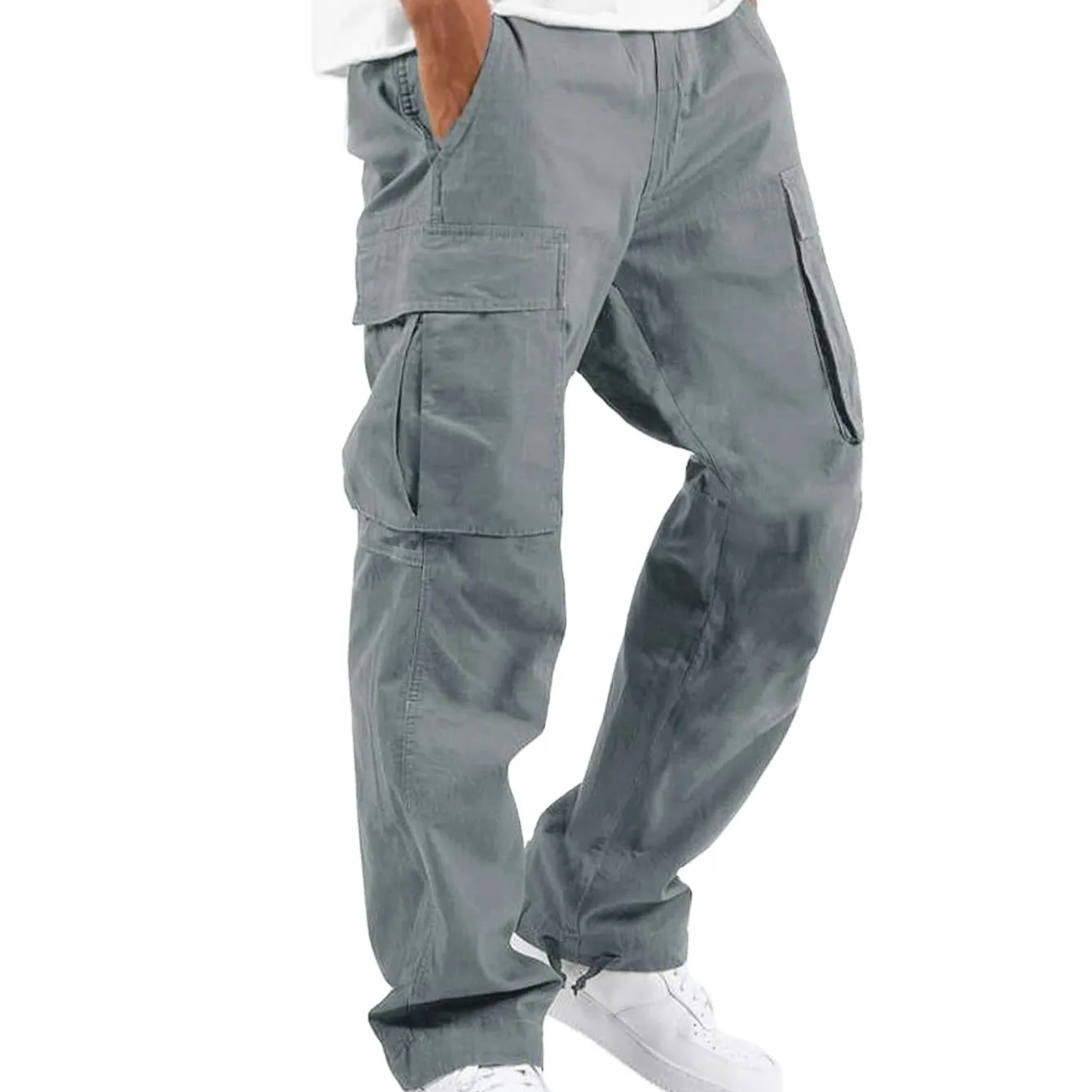 Commercio all'ingrosso OEM/ODM Logo personalizzato moda di alta qualità tasche laterali Unisex pantaloni Cargo dritti larghi