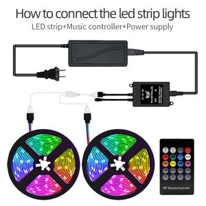 Smart <strong>12V</strong> USB Connectivity RGB <strong>LED</strong> Strip Light Set Flexible SMD 5050 Backlight with 10m <strong>300</strong> <strong>LED</strong> and 10V RF Remote Controller - Product Image 2