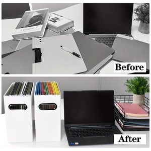 Caja de almacenamiento de carpetas de archivos plegable reciclada, caja de archivo de cartón de papel con asa para el hogar, la escuela y la Oficina - Product Image 6
