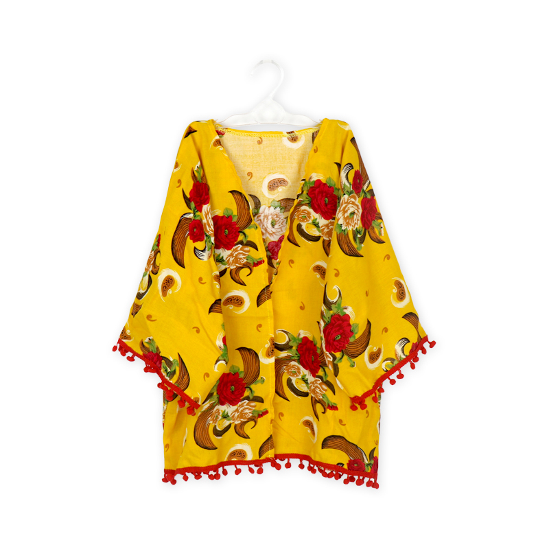 Base Giallo Brillante con Stampa Paisley di Rose Rosse