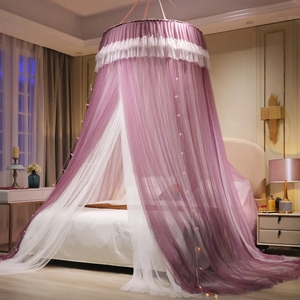 Ceiling-Mounted <strong>Round</strong>-Top Princess Mosquito <strong>Net</strong> Bed Curtain Tent Home-Use Double Bed Encryption Thickening Mosquito <strong>Net</strong> Canopy - Product Image 2