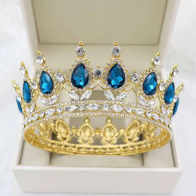 Royal Barock Runde Prinzessin Kristall krone Hochzeit Haarschmuck Festzug Prom Kronen Braut Diademe