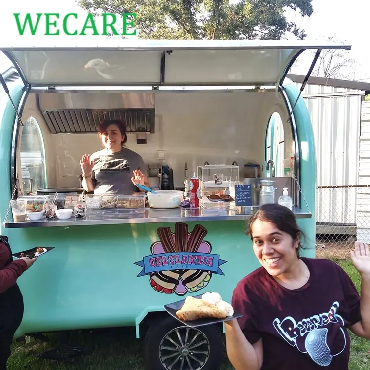 WECARE Street Simple Design Food Stand Pequeno Móvel Cachorro Quente Fast Food Vending Cart Design Mini Mobile Food Vans Trailer para venda